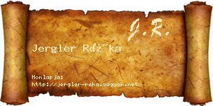 Jergler Réka névjegykártya